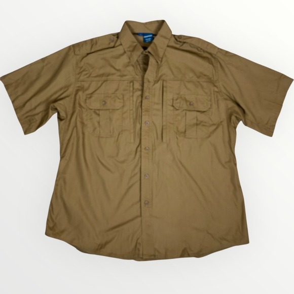 Propper Mens XL Short Sleeve Tactical Button Up Shirt Brown Conceal‎ Carry - Picture 1 of 11